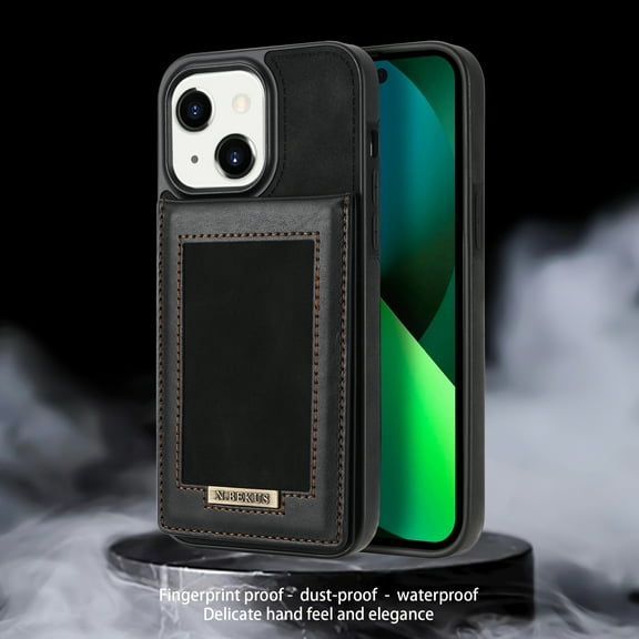 Nalacover Back Wallet Case for iPhone 15 Plus, RFID Blocking Card Slots Holder Premium PU Leather Protective Cover with Kickstand Magnetic Closure Shockproof Dustproof Case, Black