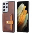 thumbnail image 1 of Nalacover Card Slots Holder Wallet Case for Samsung Galaxy S21 Ultra with Magnetic Button Kickstand Back Flip Cover, Premium PU Leather Silicone Bumper Shockproof Anti-Scratches Case, Coffee, 1 of 6