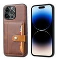 thumbnail image 1 of Nalacover Card Slots Holder Wallet Case for iPhone 15 Pro with Magnetic Button Kickstand Back Flip Cover, Premium PU Leather Silicone Bumper Shockproof Anti-Scratches Case, Coffee, 1 of 6