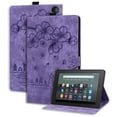 thumbnail image 1 of Nalacover Case for Amazon Fire HD8 / HD8 Plus(12th Generation 2022), Flower Embossed Pattern PU Leather Flip Cover with Card Slots Holder Auto Wake/Sleep Kickstand TPU Shockproof Case,Purple, 1 of 9