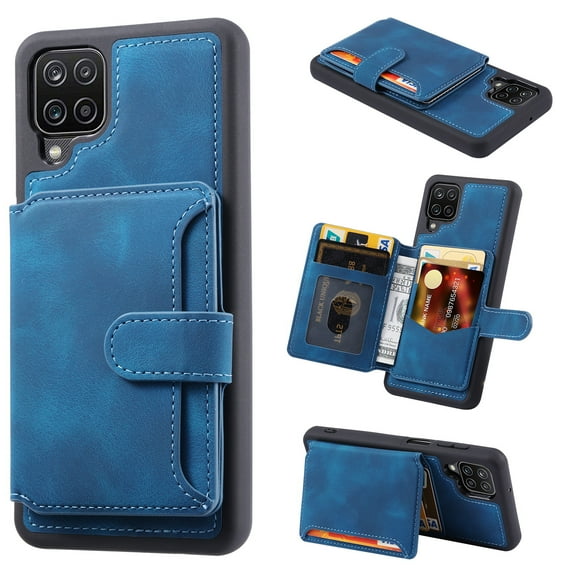 Nalacover Case Compatible with Samsung A12 , Detachable Wallet Pocket with Credit Card Holder, Back Flip Premium Leather Magnetic Clasp Kickstand Cover For Samsung Galaxy A12 ,Blue