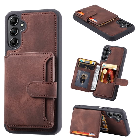 Nalacover Case Compatible with Samsung A13 5G, Detachable Wallet Pocket with Credit Card Holder, Back Flip Premium Leather Magnetic Clasp Kickstand Cover For Samsung Galaxy A13 5G,Coffee