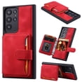 thumbnail image 1 of Nalacover Case Compatible with Samsung S21 FE, Detachable Wallet Pocket with Credit Card Holder, Back Flip Premium Leather Magnetic Clasp Kickstand Cover For Samsung Galaxy S21 FE,Red, 1 of 7