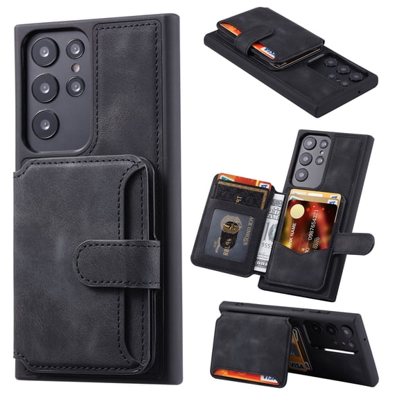 Nalacover Case Compatible with Samsung S23 Plus, Detachable Wallet Pocket with Credit Card Holder, Back Flip Premium Leather Magnetic Clasp Kickstand Cover For Samsung Galaxy S23 Plus,Black
