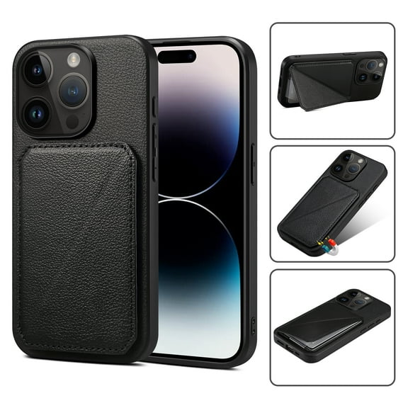 Nalacover Case Compatible with iPhone 13 Pro Max, Wallet Case with Hidden Card Holder, withKickstand Card Slots Classic PU Cowhide Leather Cover for Men Women Girls For iPhone 13 Pro Max, Black