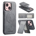 thumbnail image 1 of Nalacover Case Compatible for iPhone 15 Plus, [Support MagSafe Wireless Charging] Flip Magnetic Premium Leather Wallet Phone Cover with Detachable Card Holder Kickstand Shockproof Case, Gray, 1 of 11