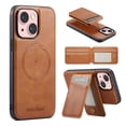 thumbnail image 1 of Nalacover Case Compatible for iPhone 15 Plus, [Support MagSafe Wireless Charging] Flip Magnetic Premium Leather Wallet Phone Cover with Detachable Card Holder Kickstand Shockproof Case, Brown, 1 of 11