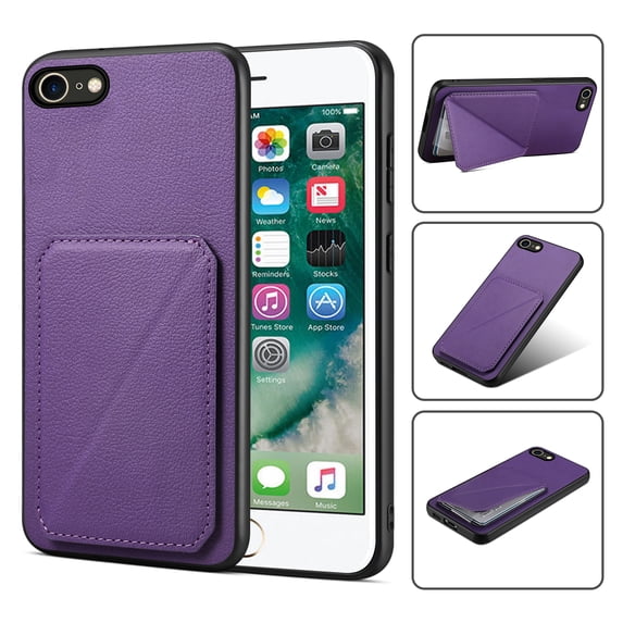 Nalacover Case Compatible with iPhone 7 / 8 / SE 2020 / SE 2022, Wallet Case with Hidden Card Holder, withKickstand Card Slots Classic PU Cowhide Leather Cover for Men Women Girls,Purple