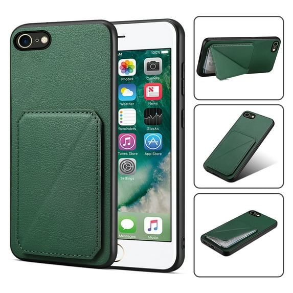 Nalacover Case Compatible with iPhone 7 Plus, iPhone 8 Plus, Wallet Case with Hidden Card Holder, withKickstand Card Slots Classic PU Cowhide Leather Cover for Men Women Girls,Green