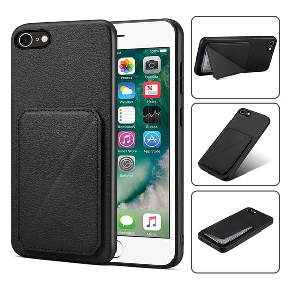 Nalacover Case Compatible with iPhone 7 Plus, iPhone 8 Plus, Wallet Case with Hidden Card Holder, withKickstand Card Slots Classic PU Cowhide Leather Cover for Men Women Girls,Black