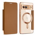 thumbnail image 1 of Nalacover Case for Google Pixel 7A,Compatible with MagSafe Charging,Wallet Cover with RFID Blocking Card Slots,Shockproof PU Leather Magnetic Closure Folio Plating Clear Phone Case,Brown, 1 of 8