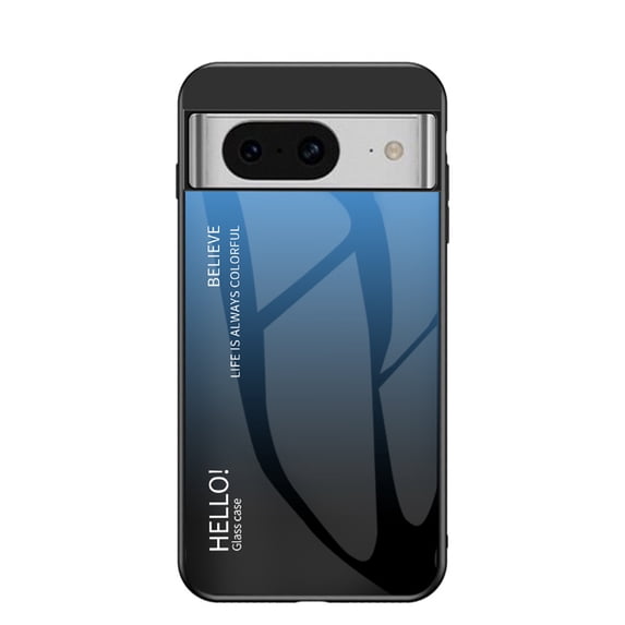 Nalacover Case for Google Pixel 8 Gradient Colored Tempered Glass Cover, Micro-Frosted Frame Shockproof Anti-Scratches Lens Protection Folding Case for Google Pixel 8, Blue