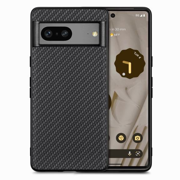 Nalacover Case for Google Pixel 8A Fiber Texture Case, Ultra-Slim Thin Protective Cover Skin for Google Pixel 8A, with Anti-Slip Strip Sturdy Shockproof Lens Protection Phone Case, Black