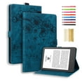 thumbnail image 1 of Nalacover Case for Kindle 11th Generation (2022), Flower Embossed Pattern PU Leather Flip Cover with Card Slots Holder Auto Wake/Sleep Kickstand TPU Shockproof Case, Blue, 1 of 8