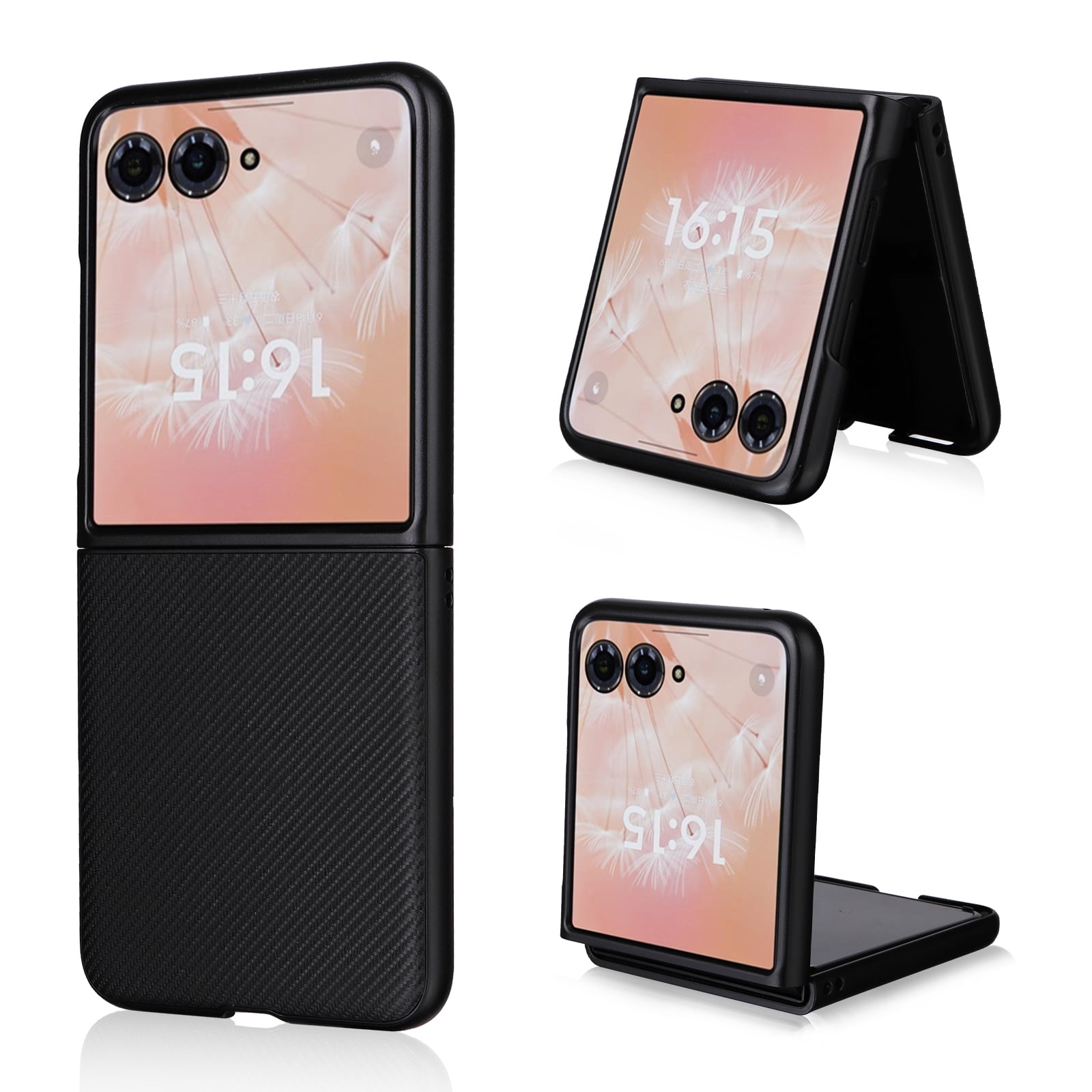 Nalacover Case for Motorola Razr 2024, Carbon Fiber Texture PU Leather