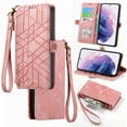 thumbnail image 1 of Nalacover Case for Samsung A04E, with RFID Blocking Card Slot Holder, Magnetic Flip Folio Purse Case, PU Leather Zipper Handbag with Detachable Lanyard Strap for Samsung Galaxy A04E, Pink, 1 of 9