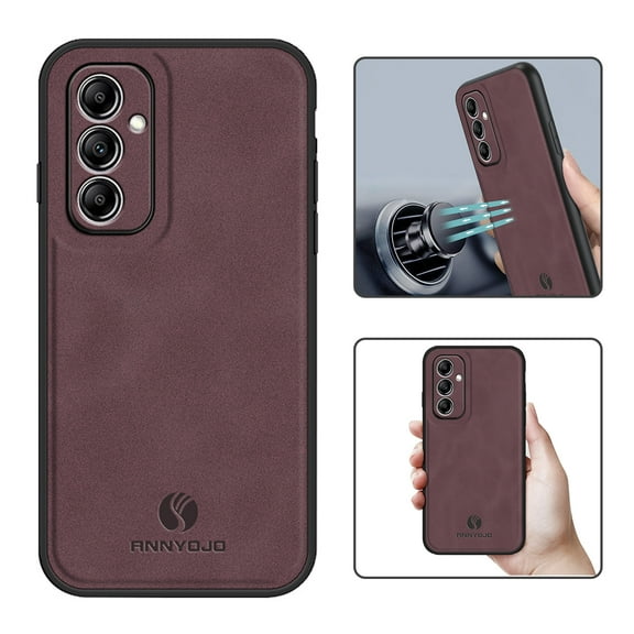 Nalacover Case for Samsung A14 5G,Slim Luxury Premium PU Leather Non-Slip Grip Shockproof Bumper Anti-Scratch [ with Tempered Glass Screen Protector ] Cases for Samsung Galaxy A14 5G, Wine Red
