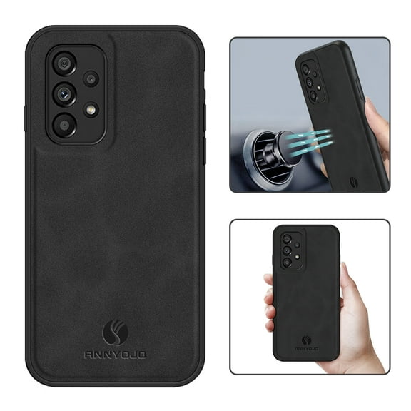 Nalacover Case for Samsung A32 4G,Slim Luxury Premium PU Leather Non-Slip Grip Shockproof Bumper Anti-Scratch [ with Tempered Glass Screen Protector ] Cases for Samsung Galaxy A32 4G, Black