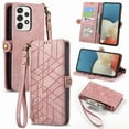 thumbnail image 1 of Nalacover Case for Samsung A32 5G, with RFID Blocking Card Slot Holder, Magnetic Flip Folio Purse Case, PU Leather Zipper Handbag with Detachable Lanyard Strap for Samsung Galaxy A32 5G, Pink, 1 of 12