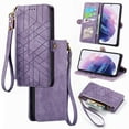thumbnail image 1 of Nalacover Case for Samsung A71 5G, with RFID Blocking Card Slot Holder, Magnetic Flip Folio Purse Case, PU Leather Zipper Handbag with Detachable Lanyard Strap for Samsung Galaxy A71 5G, Purple, 1 of 9