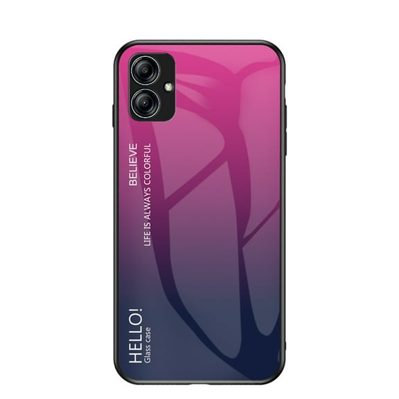 Nalacover Case for Samsung Galaxy A04E Gradient Colored Tempered Glass Cover, Micro-Frosted Frame Shockproof Anti-Scratches Lens Protection Folding Case for Samsung Galaxy A04E,Rose