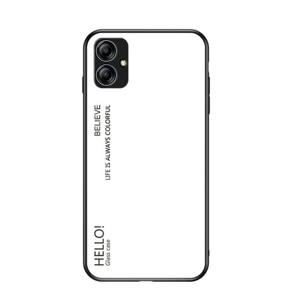 Nalacover Case for Samsung Galaxy A04E Gradient Colored Tempered Glass Cover, Micro-Frosted Frame Shockproof Anti-Scratches Lens Protection Folding Case for Samsung Galaxy A04E,White