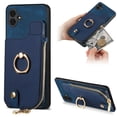 thumbnail image 1 of Nalacover Case for Samsung Galaxy A04E Wallet Case with Card Holder & Zipper Pocket, 360° Rotation Ring Kickstand Premium PU Leather Cover, Shockproof Magnetic Button Flip Stand Phone Case,Blue, 1 of 9
