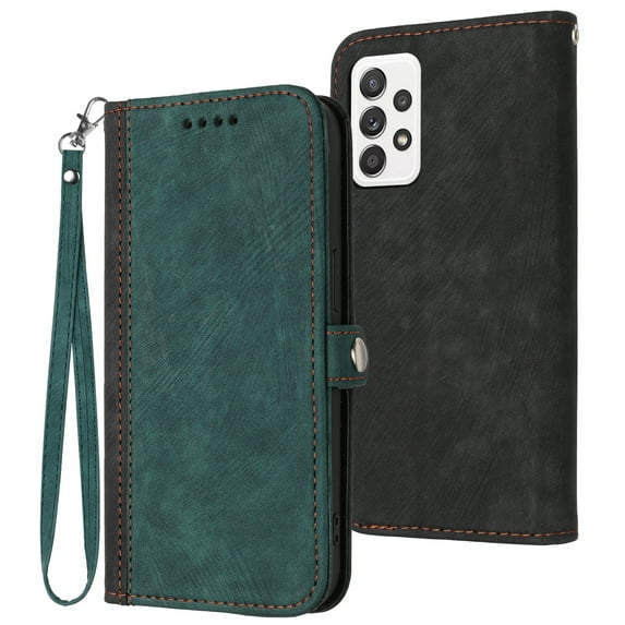 Nalacover Case for Samsung Galaxy A33 5G Wallet Case with Luxury PU Leather Wrist Strap Handbag Flip Cover, Magnetic Soft TPU Shockproof Protective Kickstand Card Slots Case,Darkgreen