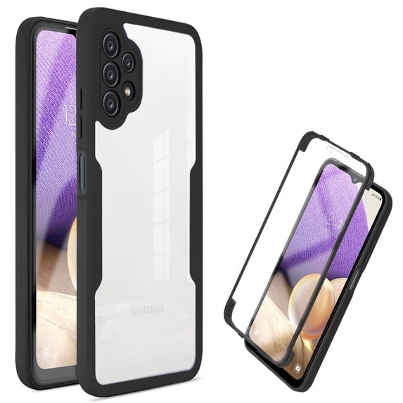 Nalacover Case for Samsung Galaxy A34 5G Clear Phone Case with Built-in Screen Protector, Dual-Layers Acrylic + TPU Shockproof Non-Yellowing Lens Protection Cover, Black