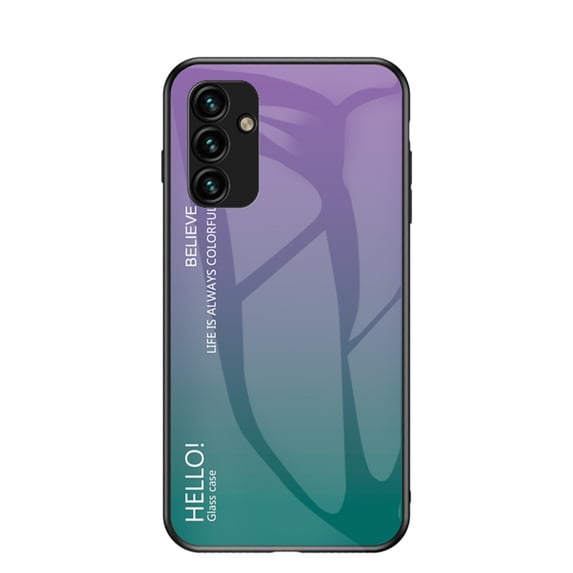 Nalacover Case for Samsung Galaxy A34 5G Gradient Colored Tempered Glass Cover, Micro-Frosted Frame Shockproof Anti-Scratches Lens Protection Folding Case for Samsung Galaxy A34 5G, Purple