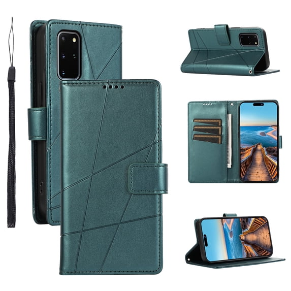 Nalacover Case for Samsung Galaxy S20 - Card Holder PU Leather Flip Wallet Cover with Magnetic Clasp Stand Hand Strap, Soft TPU Inner Shockproof Anti-Scratches Case for Galaxy S20, Darkgreen