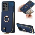 thumbnail image 1 of Nalacover Case for Samsung Galaxy S20 Ultra Wallet Case with Card Holder & Zipper Pocket, 360° Rotation Ring Kickstand Premium PU Leather Cover, Shockproof Magnetic Button Flip Stand Phone Case,Blue, 1 of 9