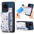thumbnail image 1 of Nalacover Case for Samsung Galaxy S20 Ultra Wallet Case with Card Slots Zipper Pocket, Floral Pattern PU Leather Flip Kickstand Cover for Women Girls, RFID Blocking Shockproof Case, Blue, 1 of 9