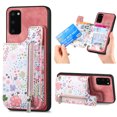 thumbnail image 1 of Nalacover Case for Samsung Galaxy S20 Wallet Case with Card Slots Zipper Pocket, Floral Pattern PU Leather Flip Kickstand Cover for Women Girls, RFID Blocking Shockproof Case, Pink, 1 of 9