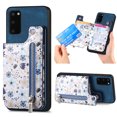 thumbnail image 1 of Nalacover Case for Samsung Galaxy S20 Wallet Case with Card Slots Zipper Pocket, Floral Pattern PU Leather Flip Kickstand Cover for Women Girls, RFID Blocking Shockproof Case, Blue, 1 of 9
