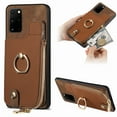 thumbnail image 1 of Nalacover Case for Samsung Galaxy S20+ Wallet Case with Card Holder & Zipper Pocket, 360° Rotation Ring Kickstand Premium PU Leather Cover, Shockproof Magnetic Button Flip Stand Phone Case,Brown, 1 of 9