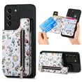 thumbnail image 1 of Nalacover Case for Samsung Galaxy S21 FE Wallet Case with Card Slots Zipper Pocket, Floral Pattern PU Leather Flip Kickstand Cover for Women Girls, RFID Blocking Shockproof Case, Black, 1 of 9