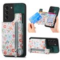 thumbnail image 1 of Nalacover Case for Samsung Galaxy S21 Plus Wallet Case with Card Slots Zipper Pocket, Floral Pattern PU Leather Flip Kickstand Cover for Women Girls, RFID Blocking Shockproof Case, Green, 1 of 9