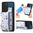 thumbnail image 1 of Nalacover Case for Samsung Galaxy S21 Plus Wallet Case with Card Slots Zipper Pocket, Floral Pattern PU Leather Flip Kickstand Cover for Women Girls, RFID Blocking Shockproof Case, Blue, 1 of 9