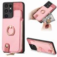 thumbnail image 1 of Nalacover Case for Samsung Galaxy S21 Ultra Wallet Case with Card Holder & Zipper Pocket, 360° Rotation Ring Kickstand Premium PU Leather Cover, Shockproof Magnetic Button Flip Stand Phone Case,Pink, 1 of 9