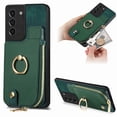 thumbnail image 1 of Nalacover Case for Samsung Galaxy S21 Wallet Case with Card Holder & Zipper Pocket, 360° Rotation Ring Kickstand Premium PU Leather Cover, Shockproof Magnetic Button Flip Stand Phone Case,Green, 1 of 9