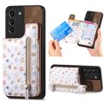thumbnail image 1 of Nalacover Case for Samsung Galaxy S21 Wallet Case with Card Slots Zipper Pocket, Floral Pattern PU Leather Flip Kickstand Cover for Women Girls, RFID Blocking Shockproof Case, Brown, 1 of 9