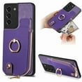 thumbnail image 1 of Nalacover Case for Samsung Galaxy S21 Wallet Case with Card Holder & Zipper Pocket, 360° Rotation Ring Kickstand Premium PU Leather Cover, Shockproof Magnetic Button Flip Stand Phone Case,Purple, 1 of 9