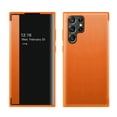 thumbnail image 1 of Nalacover Case for Samsung Galaxy S22 Ultra, Clear View Window Lychee Pattern PU Leather Rugged PC Flip Folio Cover with Magnetic Closure Shockproof Corners Case for Samsung Galaxy S22 Ultra,Orange, 1 of 9