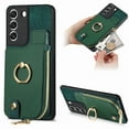 thumbnail image 1 of Nalacover Case for Samsung Galaxy S22 Wallet Case with Card Holder & Zipper Pocket, 360° Rotation Ring Kickstand Premium PU Leather Cover, Shockproof Magnetic Button Flip Stand Phone Case,Green, 1 of 9