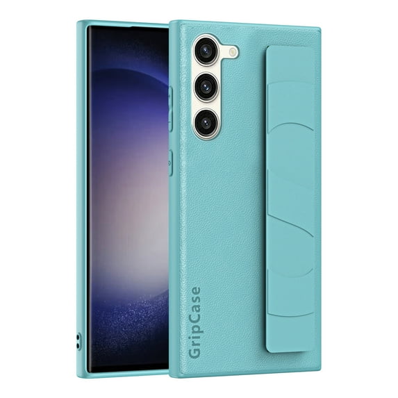 Nalacover Case for Samsung Galaxy S22, Wrist Hand Strap Case Premium PU Leather + TPU + PC Shockproof Wristband Slim Non-Slip Phone Case for Samsung Galaxy S22,Lakeblue