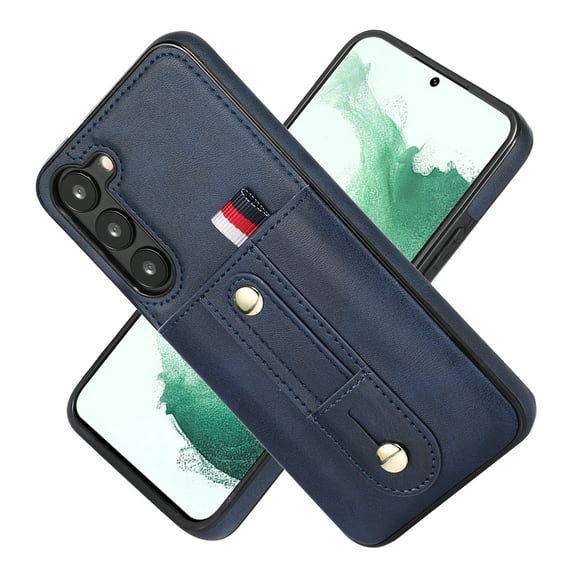 Nalacover Case for Samsung Galaxy S23 FE Wallet Case Hidden Card Slots Holder, Premium PU Leather Loop Finger Strap TPU Shockproof Lens Protection Cover for Samsung Galaxy S23 FE, Blue