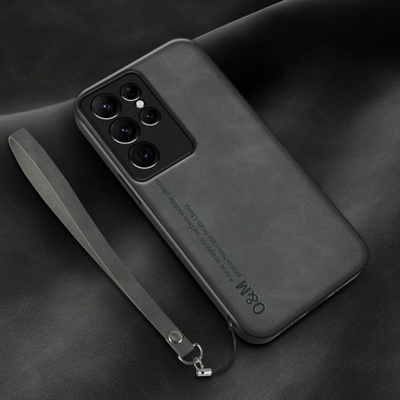 Nalacover Case for Samsung Galaxy S23 Ultra, Business Skin-Friendly PU Leather Soft TPU Slim Fit Magnetic Cover with Removable Wrist Hand Strap Support Car Mount Lens Protection Case,Darkgray