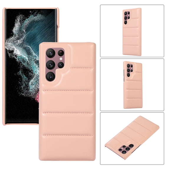 Nalacover Case for Samsung Galaxy S23 Ultra, Luxury 3D Down Jacket Fashion Classic PU Leather Rugged PC Shockproof Anti-Scratches Cute Candy Color Cover for Samsung Galaxy S23 Ultra,Pink