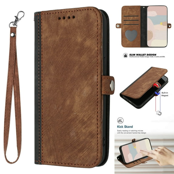 Nalacover Case for Samsung Galaxy S23 Ultra Retro Wallet Case with Card Holder, with Wrist Hand Strap, Vintage PU Leather Flip Kickstand Cover, Magnetic Shockproof TPU Full Protective Case, Brown